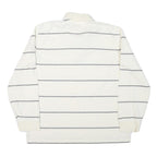 TOMMY HILFIGER Mens White & Grey Stripe Long Sleeve Polo Shirt L Cotton Blend