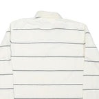 TOMMY HILFIGER Mens White & Grey Stripe Long Sleeve Polo Shirt L Cotton Blend