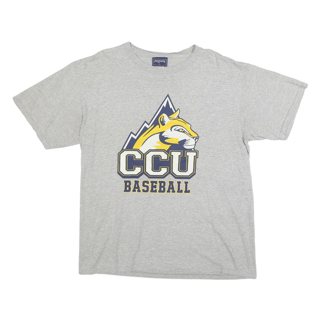 JANSPORT Mens Grey CCU Baseball Graphic T-Shirt L Short Sleeve Crew Neck