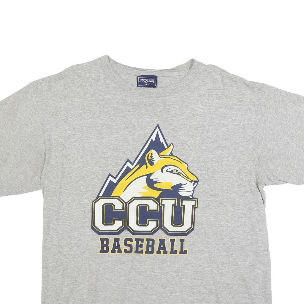 JANSPORT Mens Grey CCU Baseball Graphic T-Shirt L Short Sleeve Crew Neck
