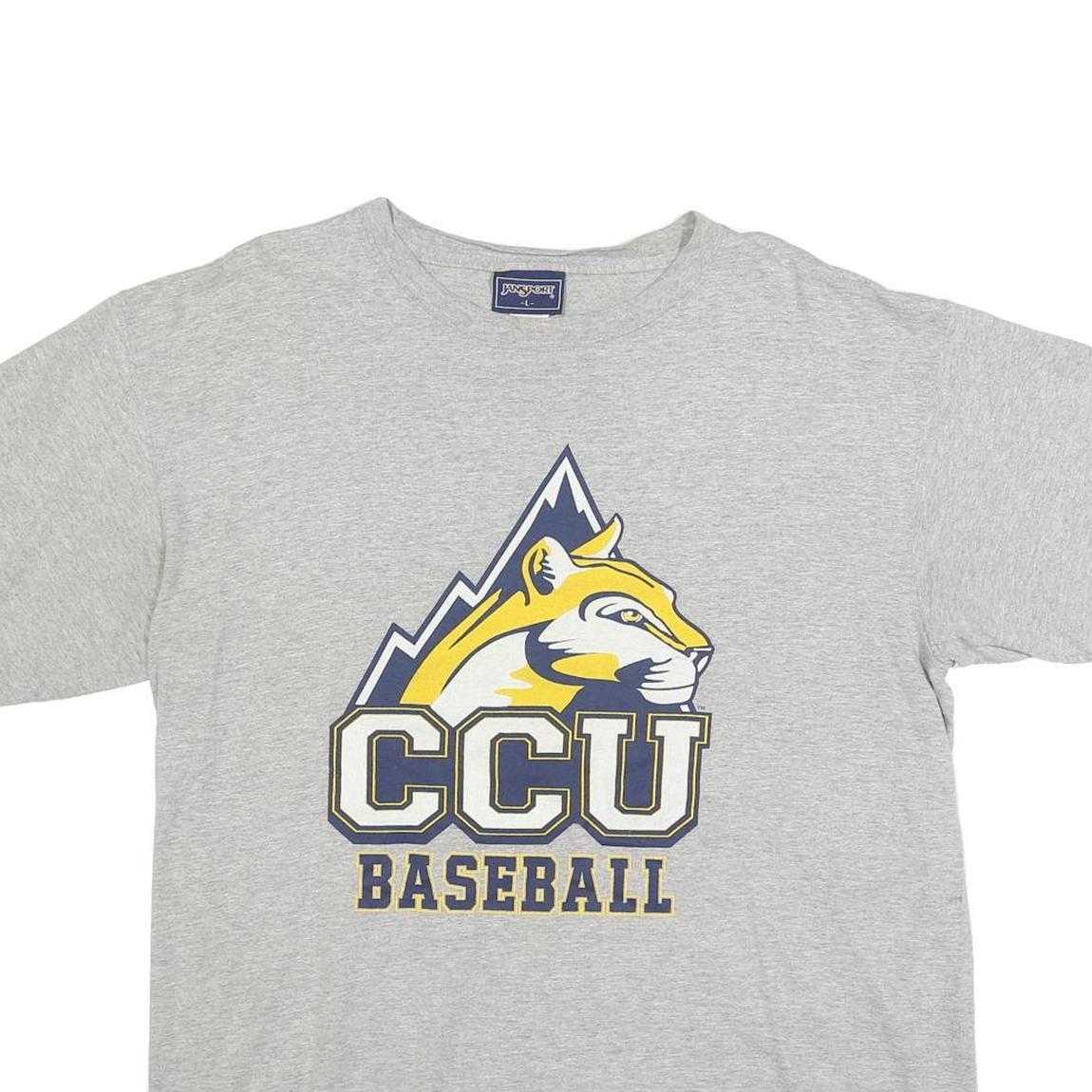 JANSPORT Mens Grey CCU Baseball Graphic T-Shirt L Short Sleeve Crew Neck