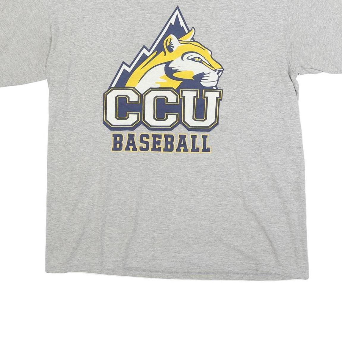 JANSPORT Mens Grey CCU Baseball Graphic T-Shirt L Short Sleeve Crew Neck