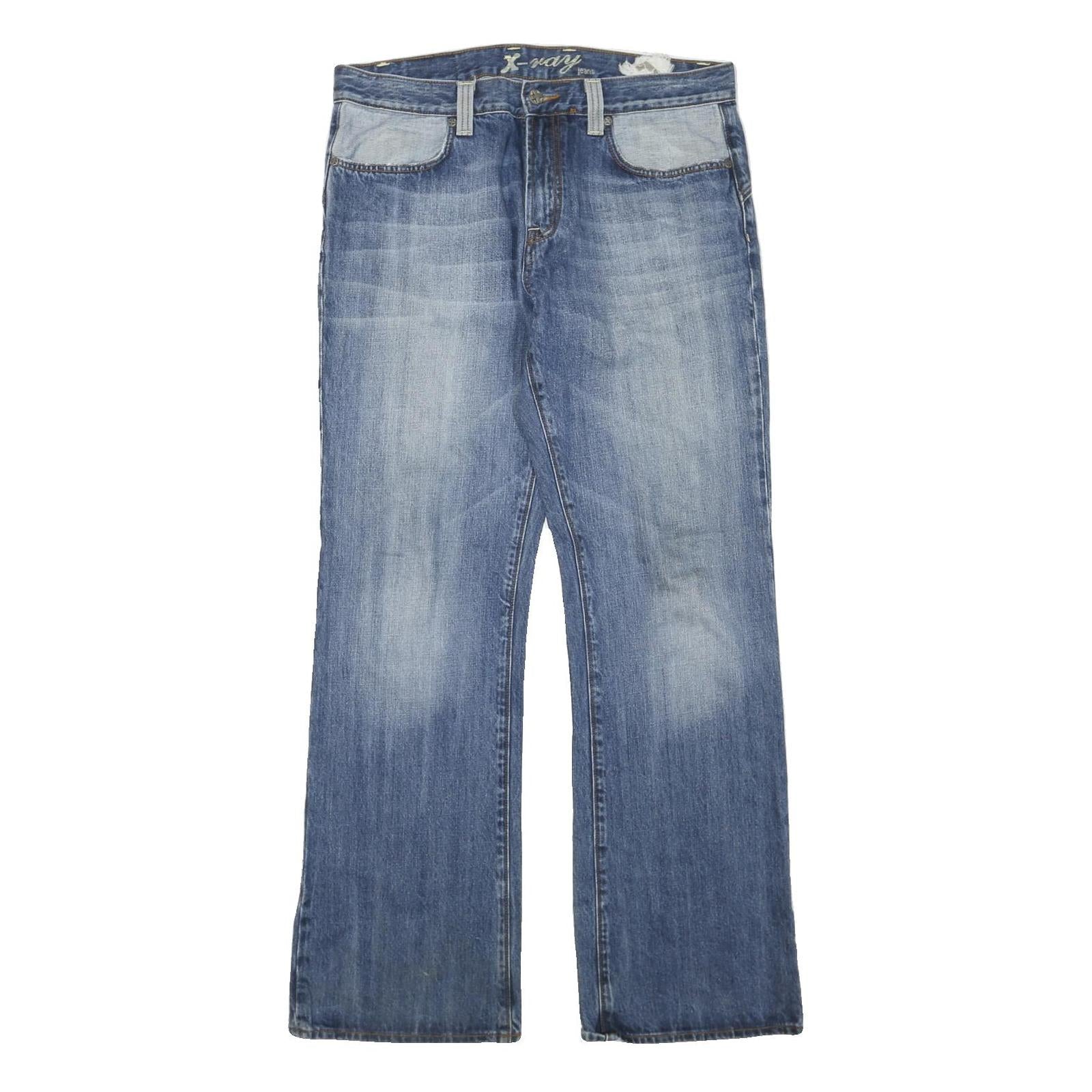 X-RAY JEANS Womens Blue Regular Fit Straight Denim Medium W36 L34 Cotton Blend