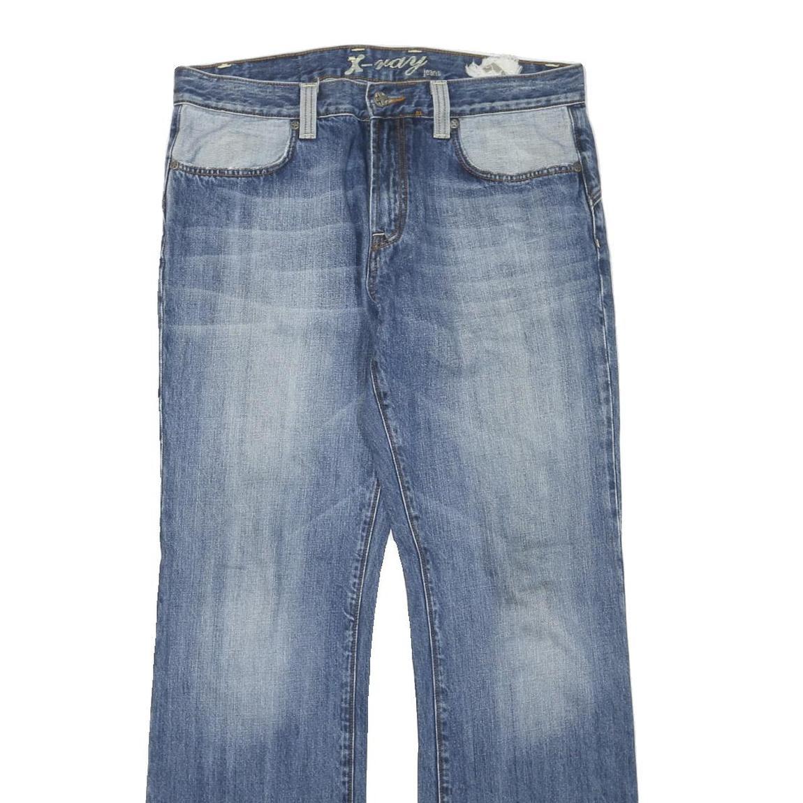 X-RAY JEANS Womens Blue Regular Fit Straight Denim Medium W36 L34 Cotton Blend