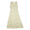 LUNA Womens Cream Floral Cotton Blend Sleeveless Midi Dress M Button Closure