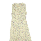 LUNA Womens Cream Floral Cotton Blend Sleeveless Midi Dress M Button Closure