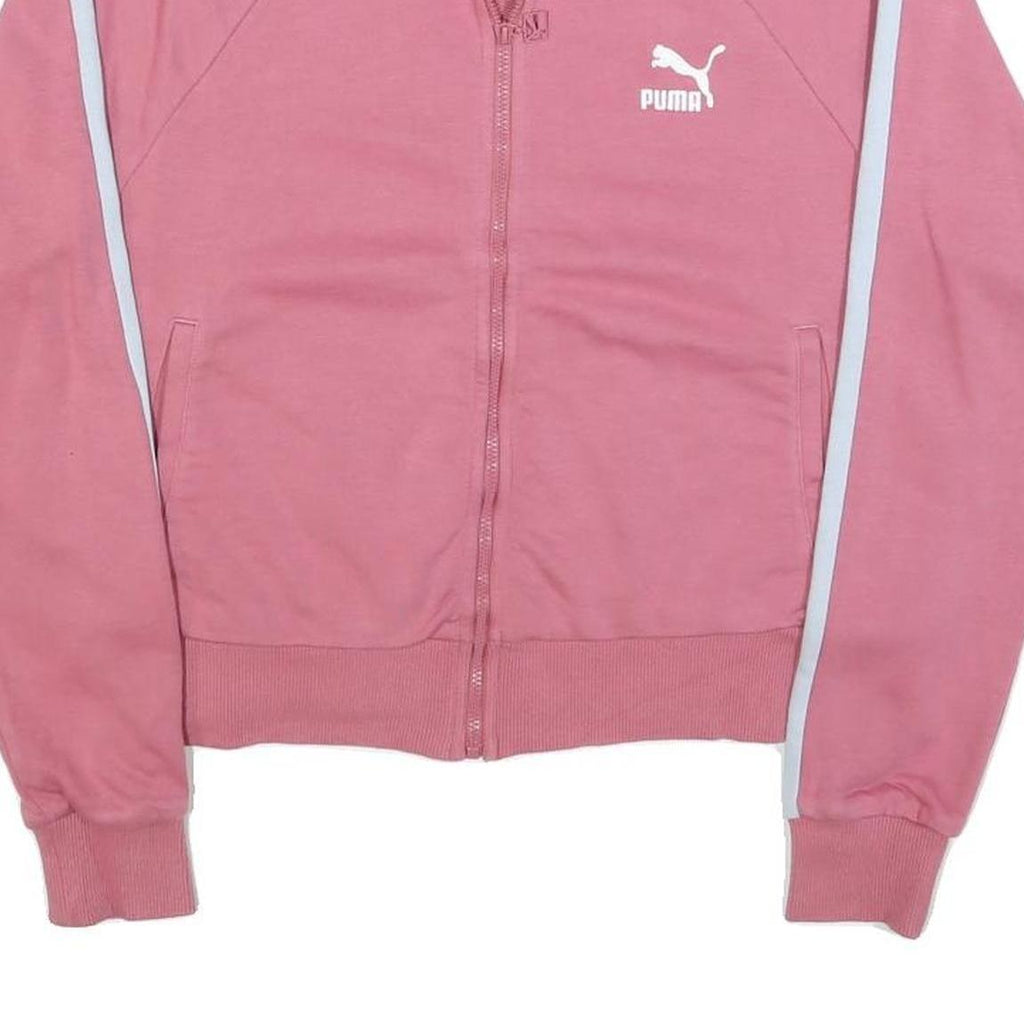PUMA Womens Pink & White Zip Jacket M Cotton Blend Track Casual Sportswear