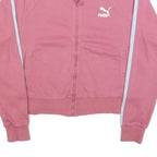 PUMA Womens Pink & White Zip Jacket M Cotton Blend Track Casual Sportswear