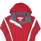 COLUMBIA Womens Red & White Outdoor Jacket L Polyester Blend Zip Hooded Sport