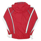 COLUMBIA Womens Red & White Outdoor Jacket L Polyester Blend Zip Hooded Sport
