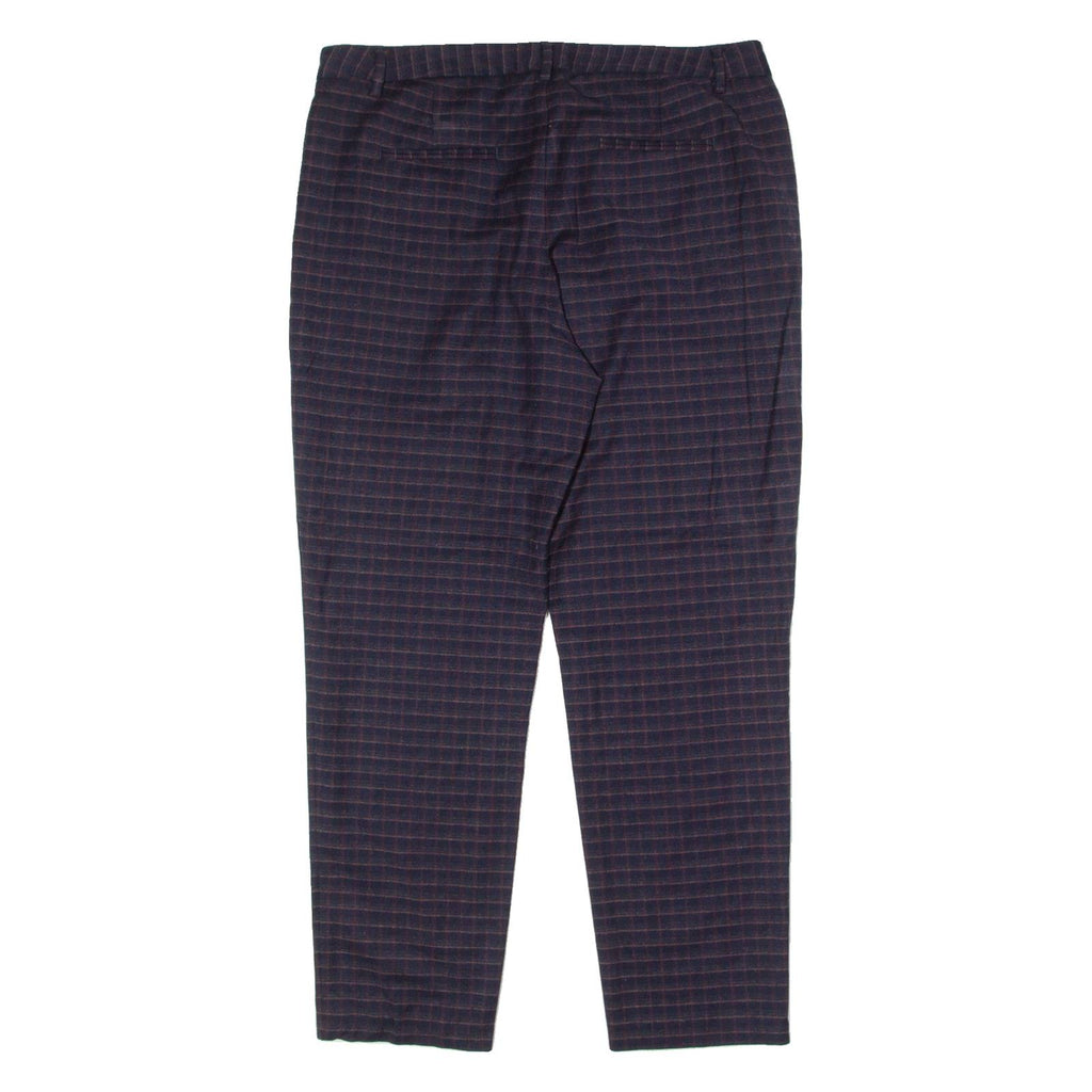 BENETTON Check Suit Womens Trousers Blue Regular Straight Wool W36 L28