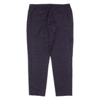 BENETTON Check Suit Womens Trousers Blue Regular Straight Wool W36 L28