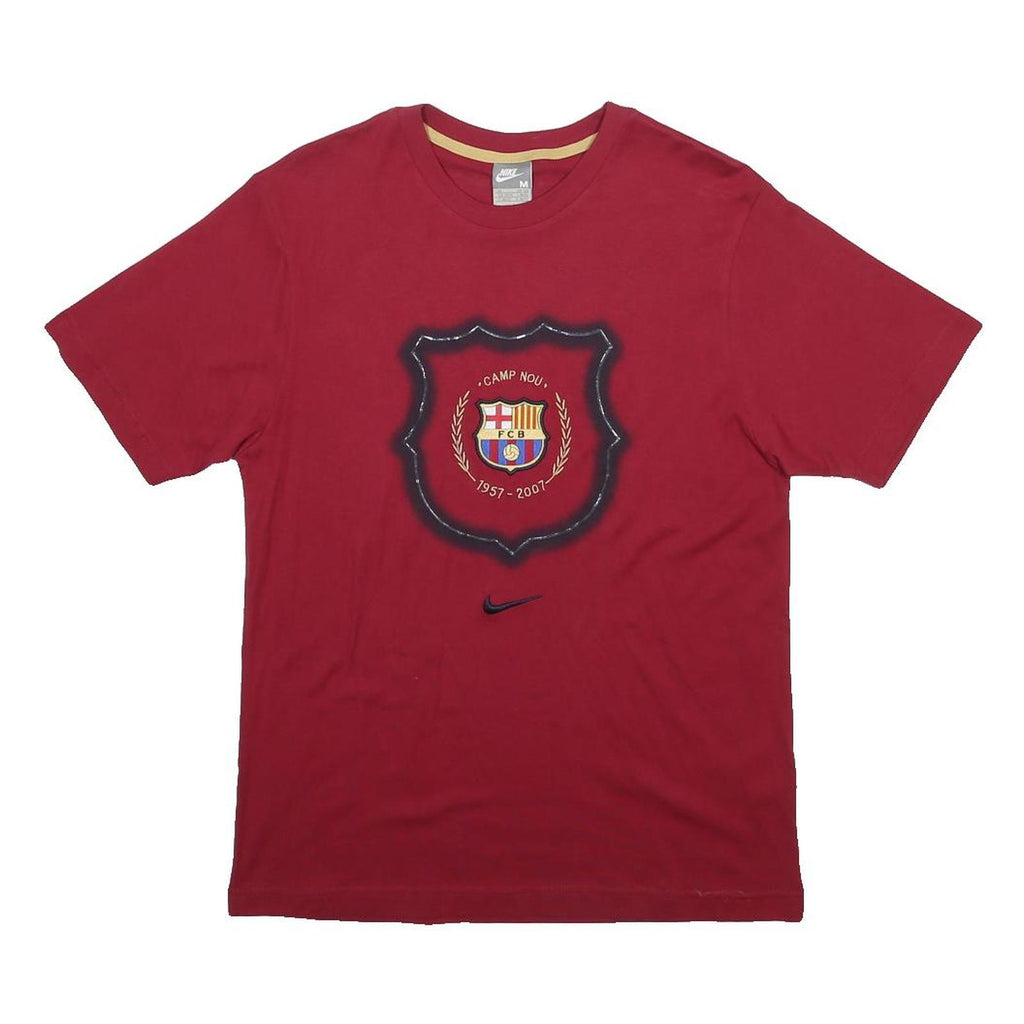 NIKE Mens Red FC Barcelona Graphic T-Shirt M Short Sleeve Crew Neck Football
