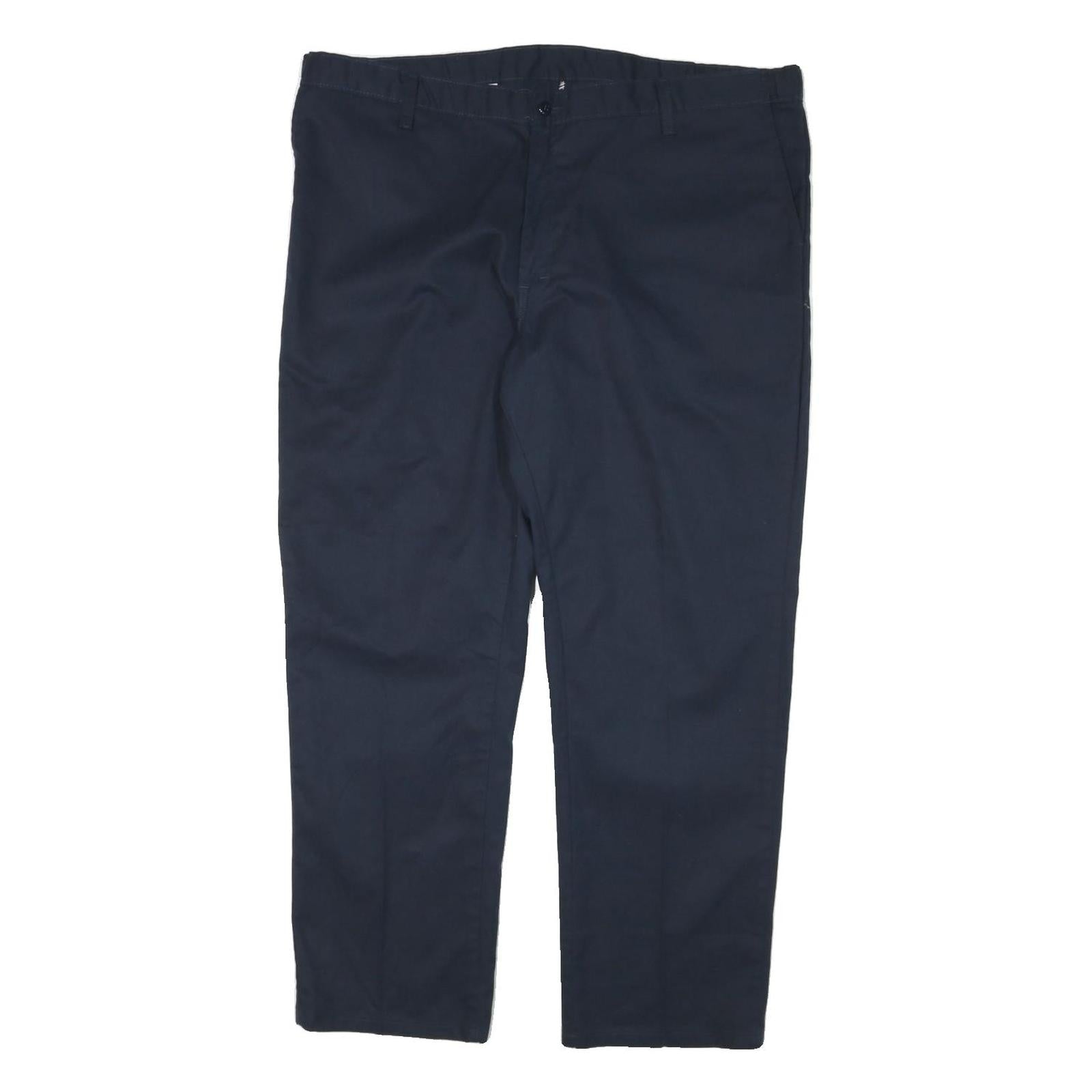 DICKIES Mens Cotton Blend Navy Regular Fit Straight Leg Trousers W42 L29