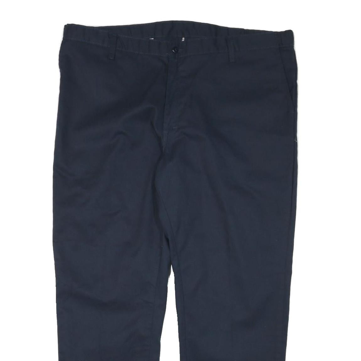 DICKIES Mens Cotton Blend Navy Regular Fit Straight Leg Trousers W42 L29