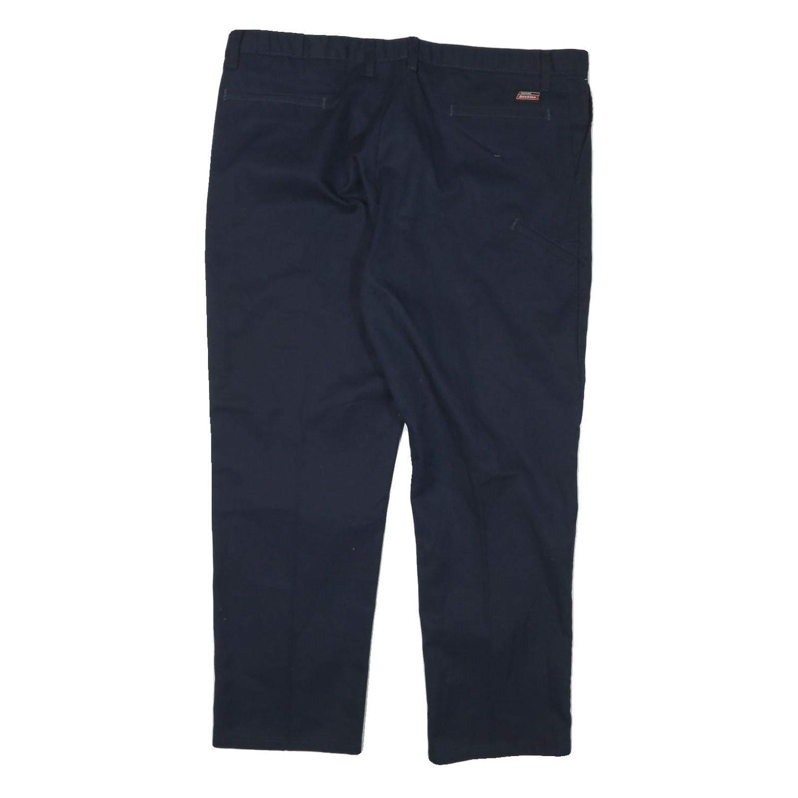 DICKIES Mens Cotton Blend Navy Regular Fit Straight Leg Trousers W42 L29