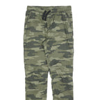C&A Boys Slim Fit Cotton Blend Green Camouflage Drawstring Trousers W28 L30