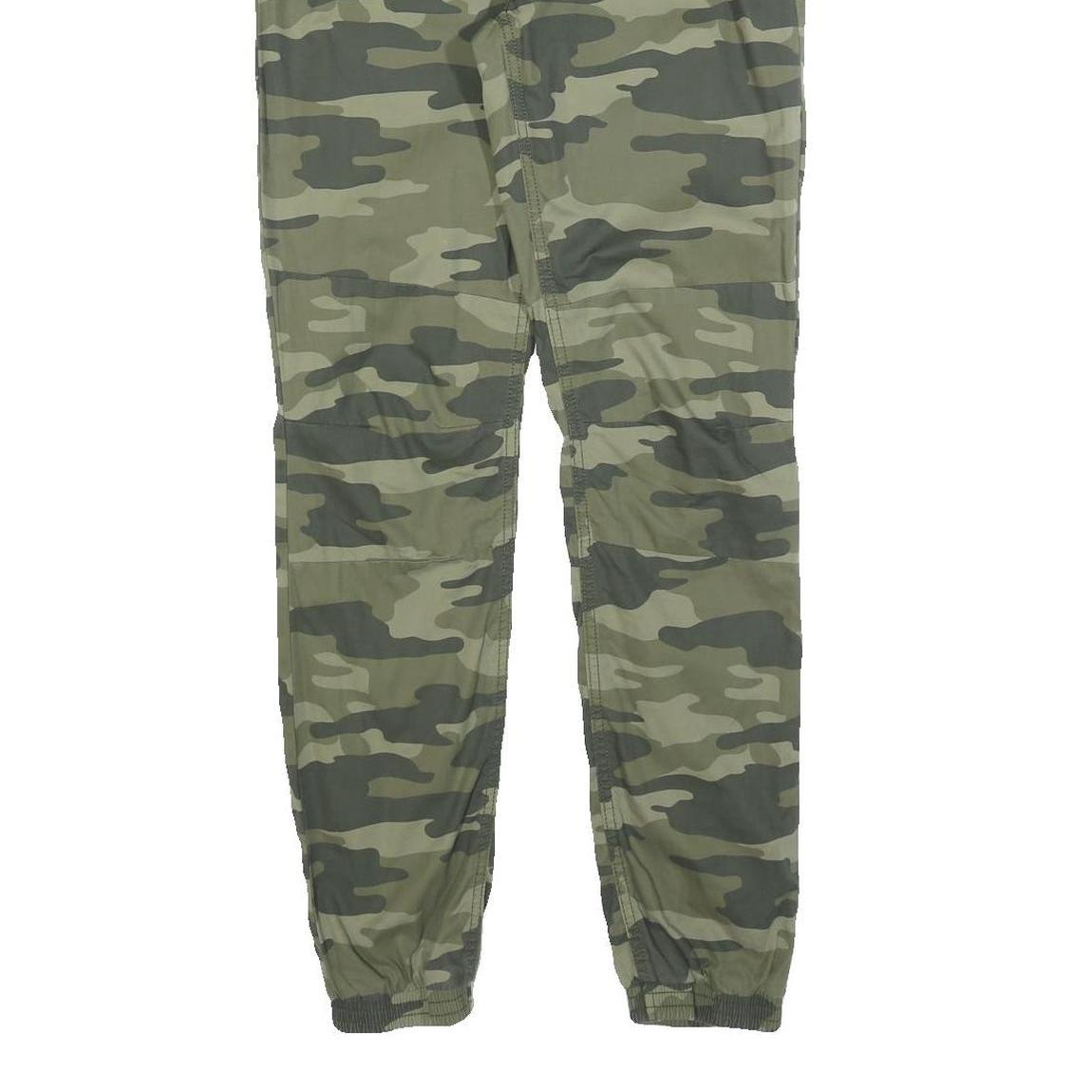 C&A Boys Slim Fit Cotton Blend Green Camouflage Drawstring Trousers W28 L30