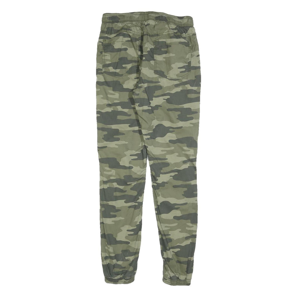 C&A Boys Slim Fit Cotton Blend Green Camouflage Drawstring Trousers W28 L30