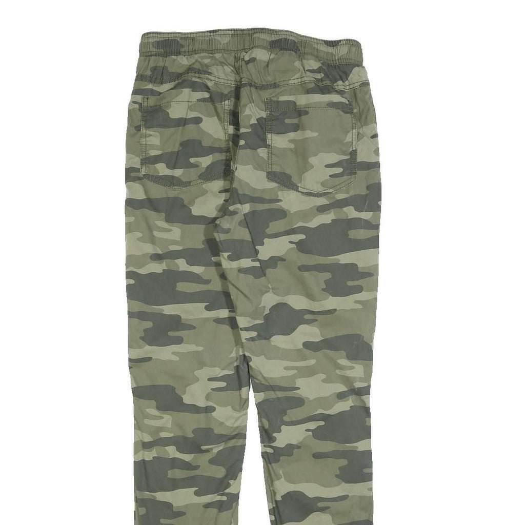 C&A Boys Slim Fit Cotton Blend Green Camouflage Drawstring Trousers W28 L30