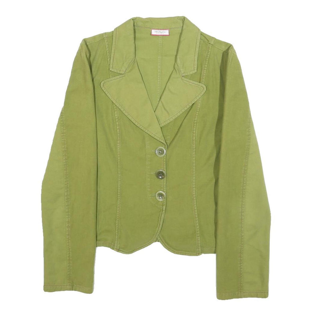 MAX&CO Womens Green Cotton Blend Jacket UK 10 Button Plain Classic Fit