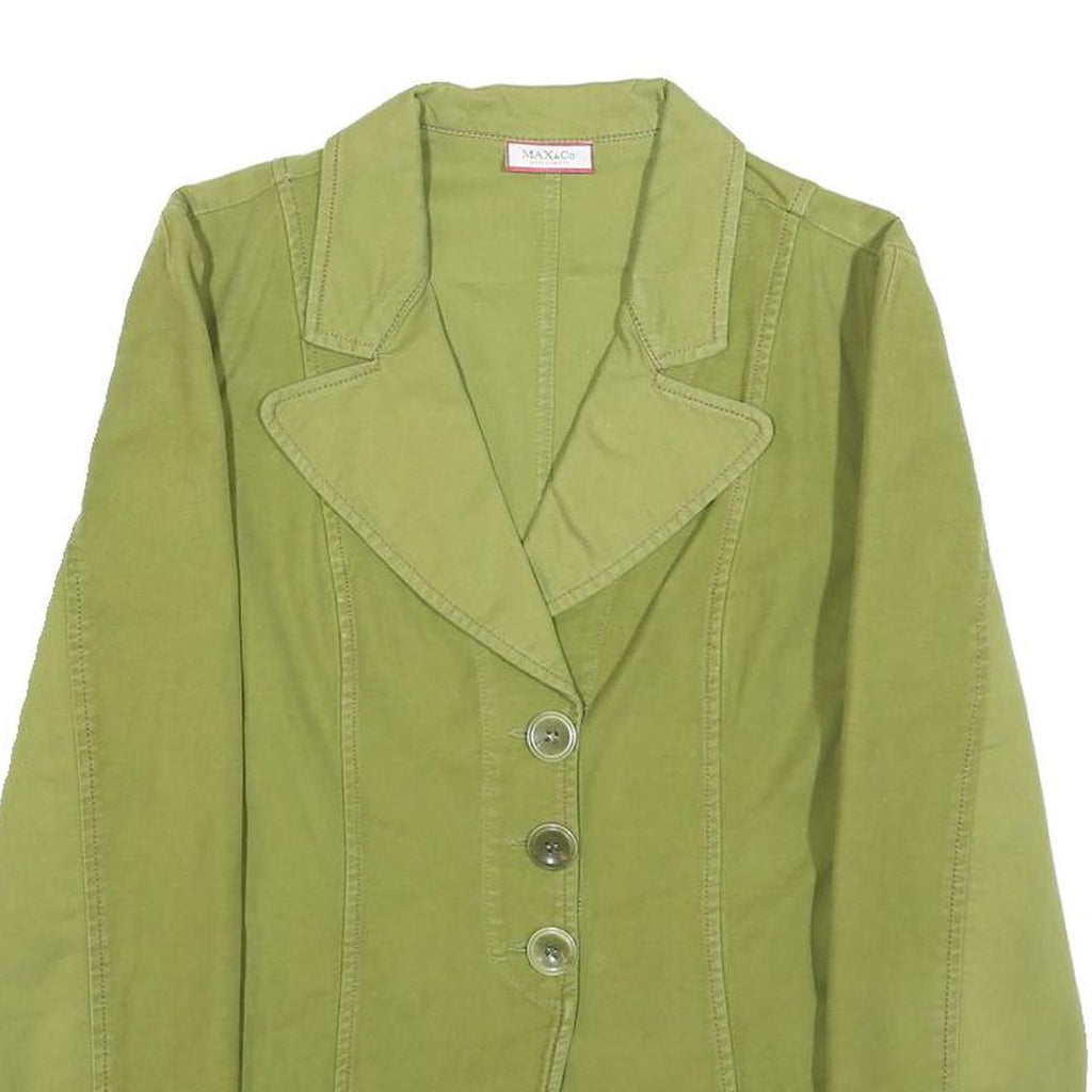 MAX&CO Womens Green Cotton Blend Jacket UK 10 Button Plain Classic Fit