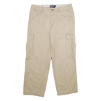 TOMMY HILFIGER Mens Beige Regular Cargo Trousers Cotton Zip W32 L30 Casual
