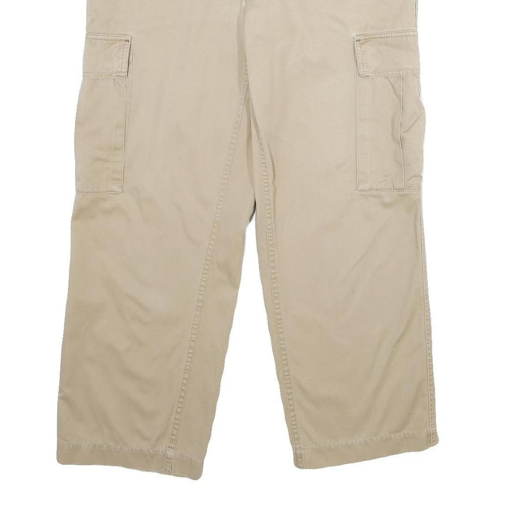 TOMMY HILFIGER Mens Beige Regular Cargo Trousers Cotton Zip W32 L30 Casual