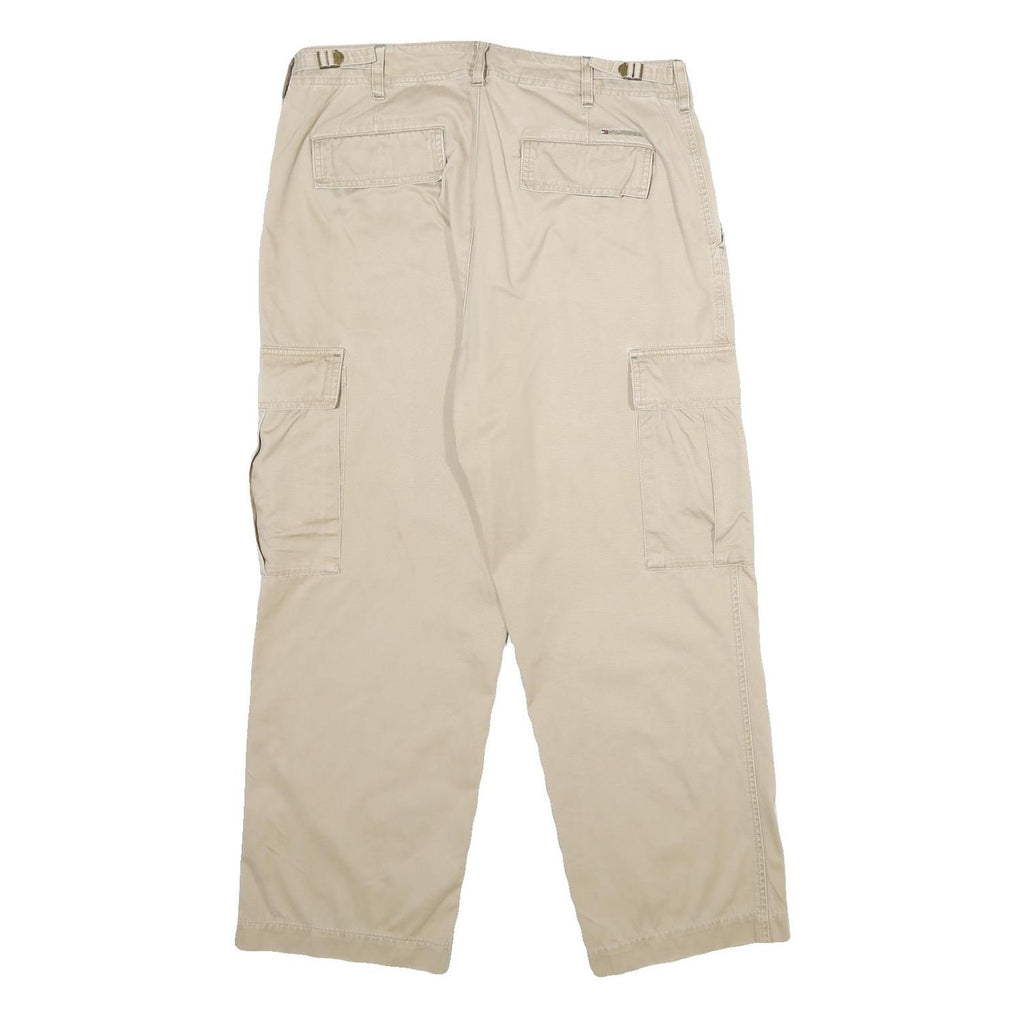 TOMMY HILFIGER Mens Beige Regular Cargo Trousers Cotton Zip W32 L30 Casual