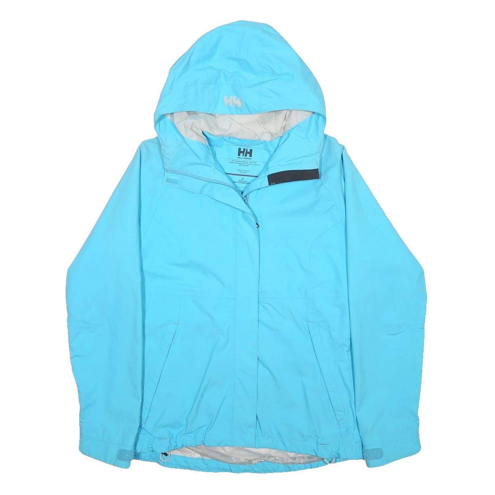 HELLY HANSEN Womens Blue Outdoor Jacket S Polyamide Plain Hooded Zip Fastening