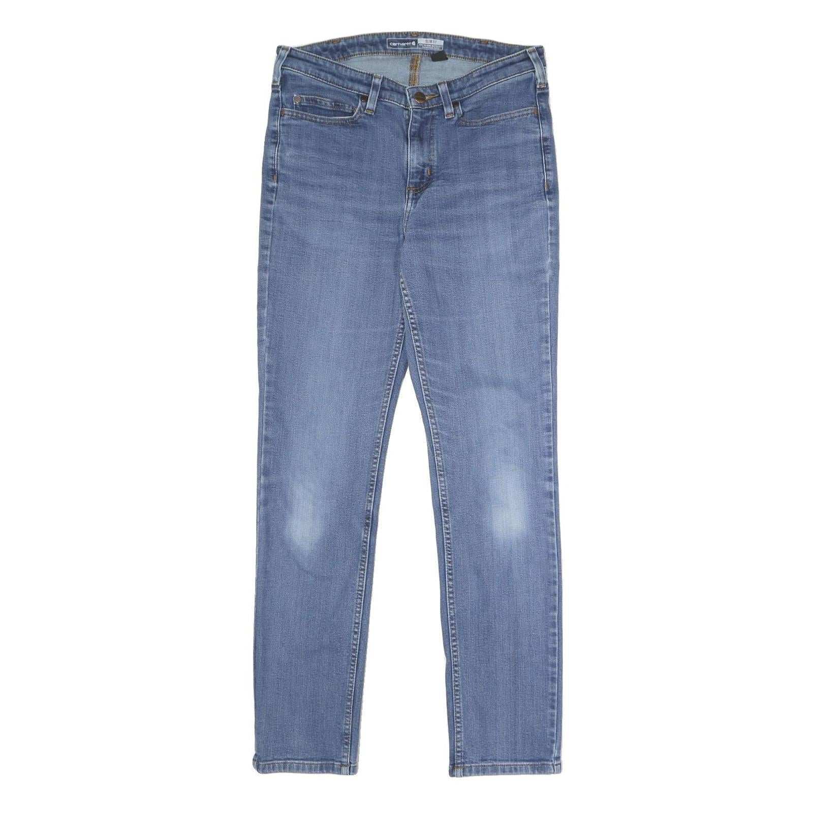 CARHARTT Womens Slim Blue Denim Jeans W30 L30 Comfortable Stretch Zip Closure