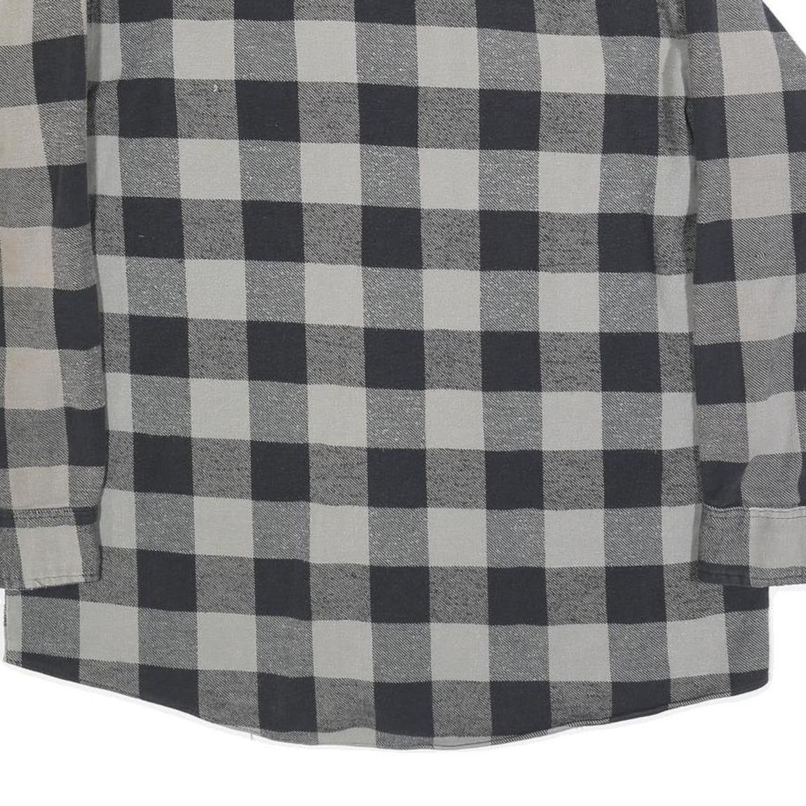 BTC Mens Black & Grey Check Flannel Shirt XL Cotton Blend Casual Workwear