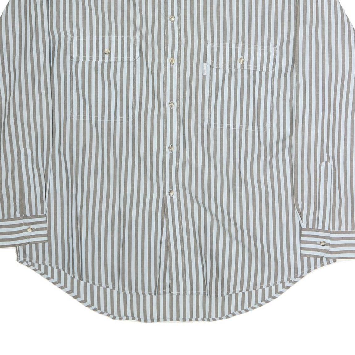 LEVI'S Mens Beige & White Striped Shirt XL Button Down Cotton Casual