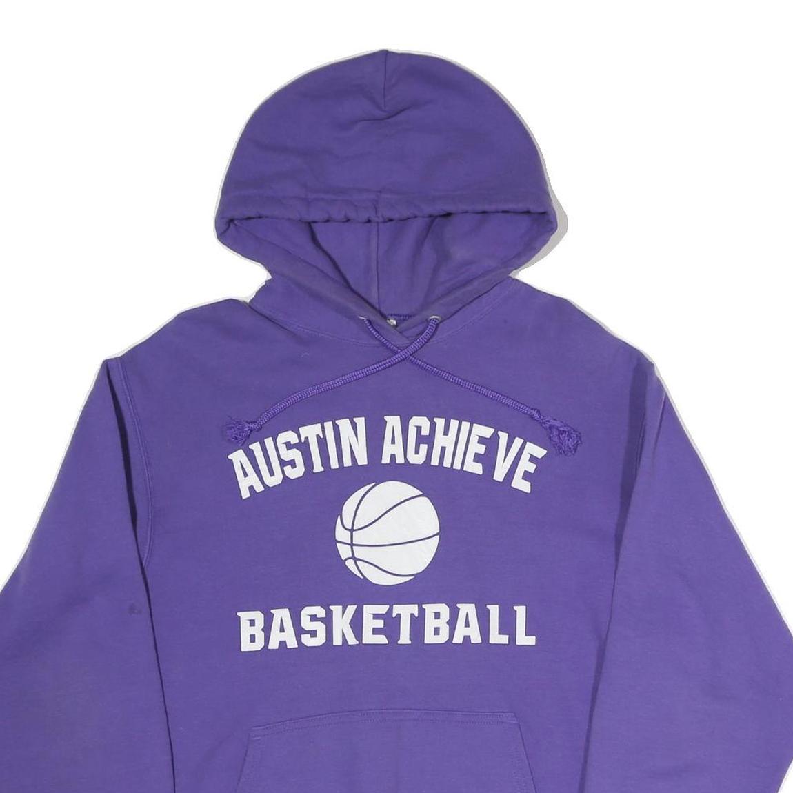 PORT & COMPANY Mens Purple Austin Achieve Basketball Hoodie M Cotton Blend