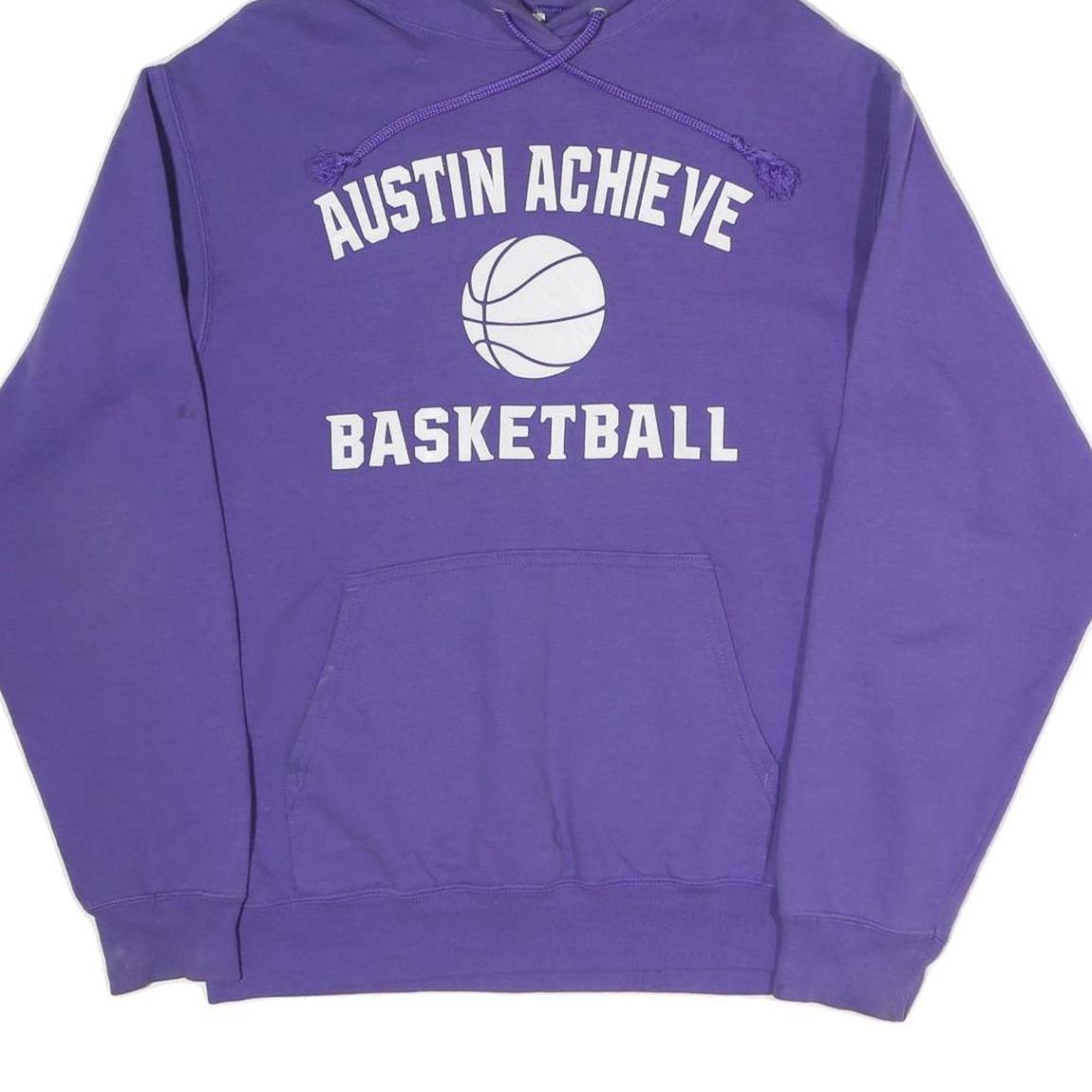 PORT & COMPANY Mens Purple Austin Achieve Basketball Hoodie M Cotton Blend
