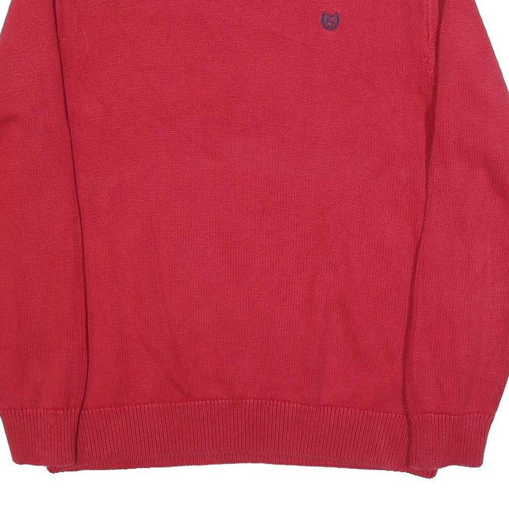 CHAPS Mens Red Plain Cotton Crew Neck Basic Knit Jumper L Classic Stylish