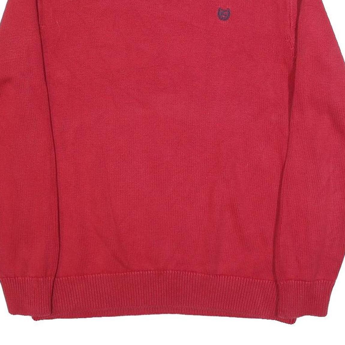 CHAPS Mens Red Plain Cotton Crew Neck Basic Knit Jumper L Classic Stylish
