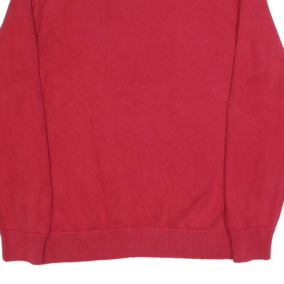 CHAPS Mens Red Plain Cotton Crew Neck Basic Knit Jumper L Classic Stylish