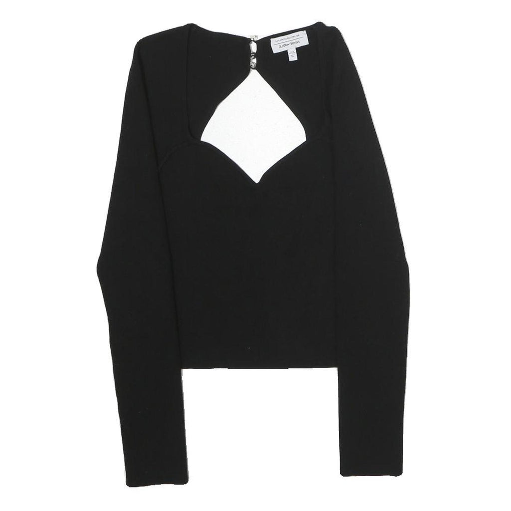 & OTHER STORIES Womens Black Cut Out Long Sleeve Round Neck Cotton Top M Fitted