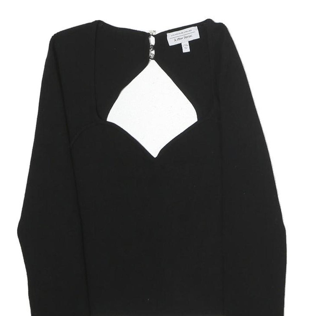 & OTHER STORIES Womens Black Cut Out Long Sleeve Round Neck Cotton Top M Fitted