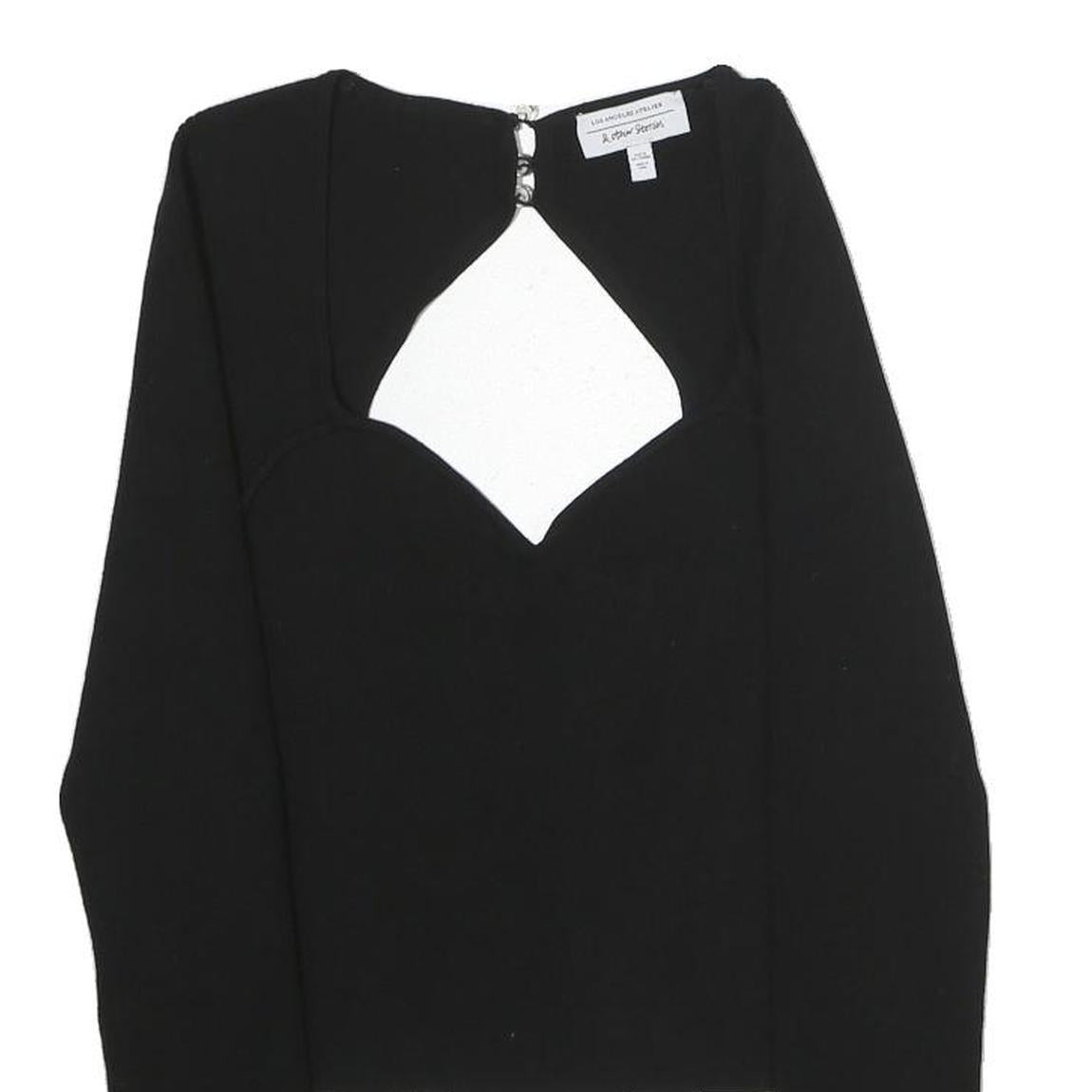 & OTHER STORIES Womens Black Cut Out Long Sleeve Round Neck Cotton Top M Fitted