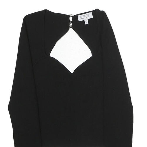 & OTHER STORIES Womens Black Cut Out Long Sleeve Round Neck Cotton Top M Fitted