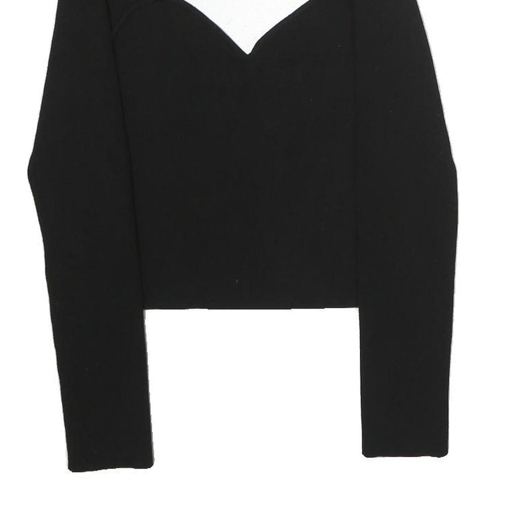 & OTHER STORIES Womens Black Cut Out Long Sleeve Round Neck Cotton Top M Fitted