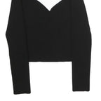 & OTHER STORIES Womens Black Cut Out Long Sleeve Round Neck Cotton Top M Fitted