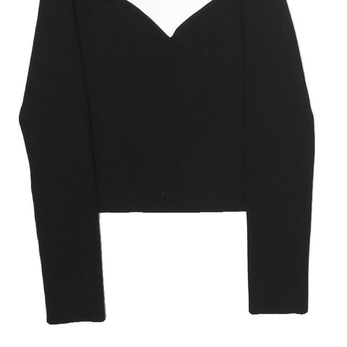 & OTHER STORIES Womens Black Cut Out Long Sleeve Round Neck Cotton Top M Fitted