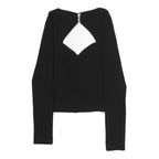 & OTHER STORIES Womens Black Cut Out Long Sleeve Round Neck Cotton Top M Fitted