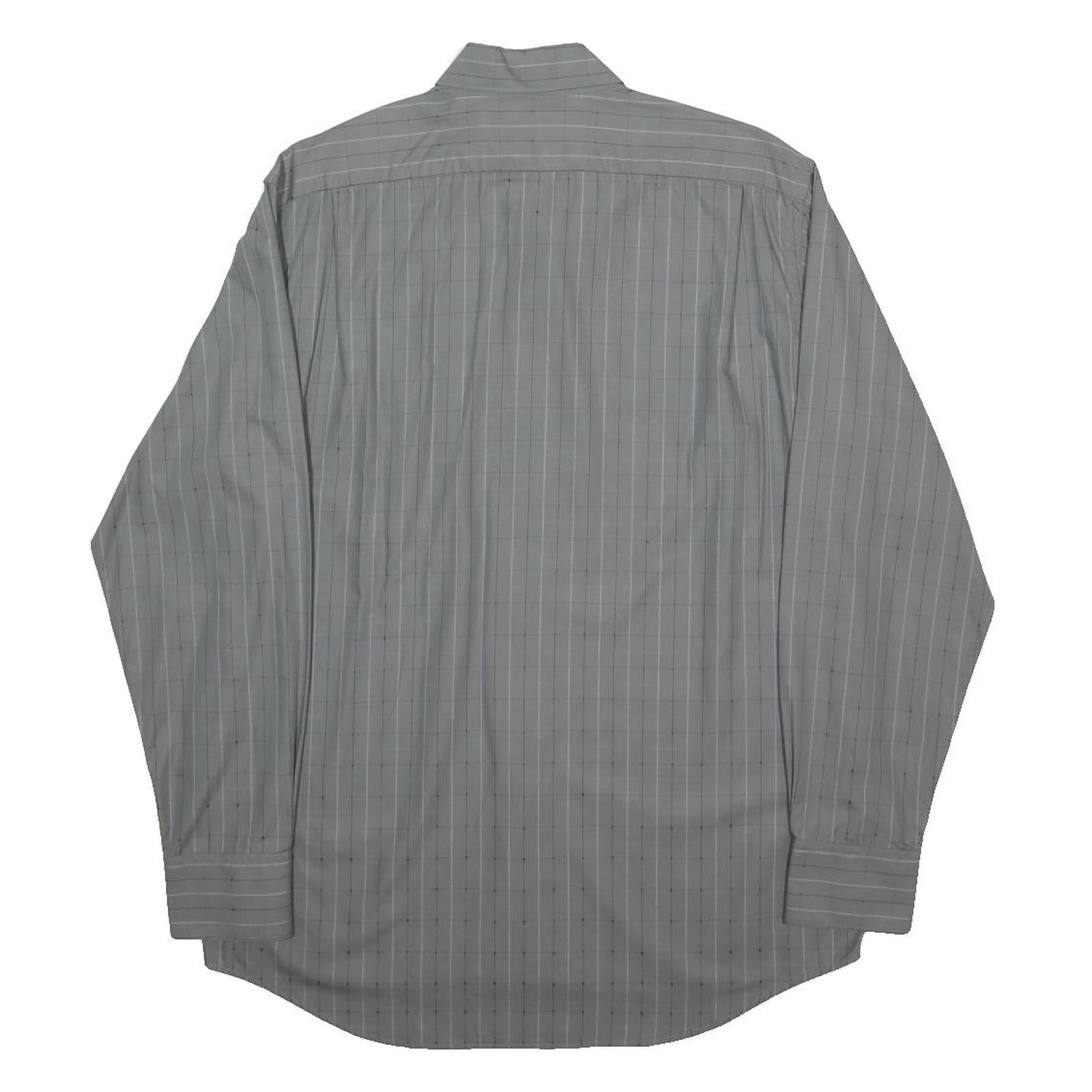 LACOSTE Mens Grey Check Shirt XL Cotton Blend Long Sleeve Classic Fit
