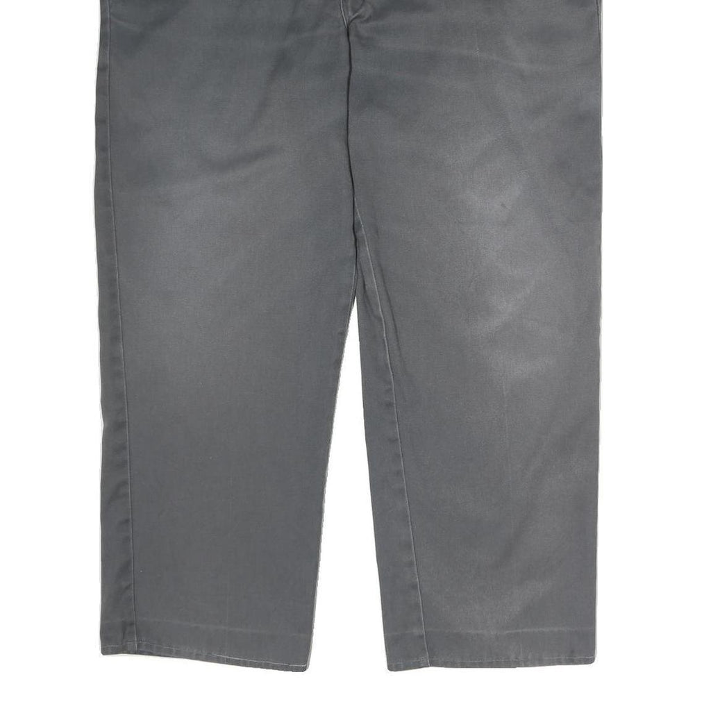DICKIES Mens Cotton Grey Regular Straight Trousers W40 L27 Workwear Zip Closure