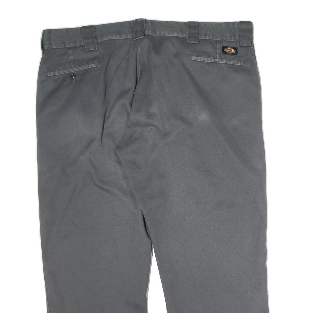 DICKIES Mens Cotton Grey Regular Straight Trousers W40 L27 Workwear Zip Closure