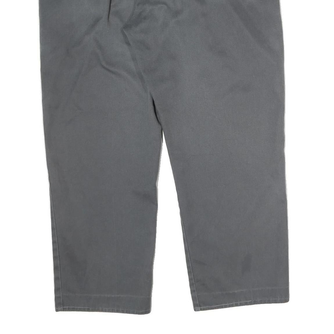 DICKIES Mens Cotton Grey Regular Straight Trousers W40 L27 Workwear Zip Closure